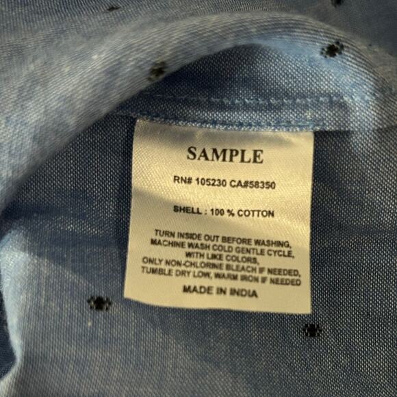 JOIE New SAMPLE Blue Swiss Dot Style Cotton Chambray Prairie Boho Top Size S - Picture 7 of 7